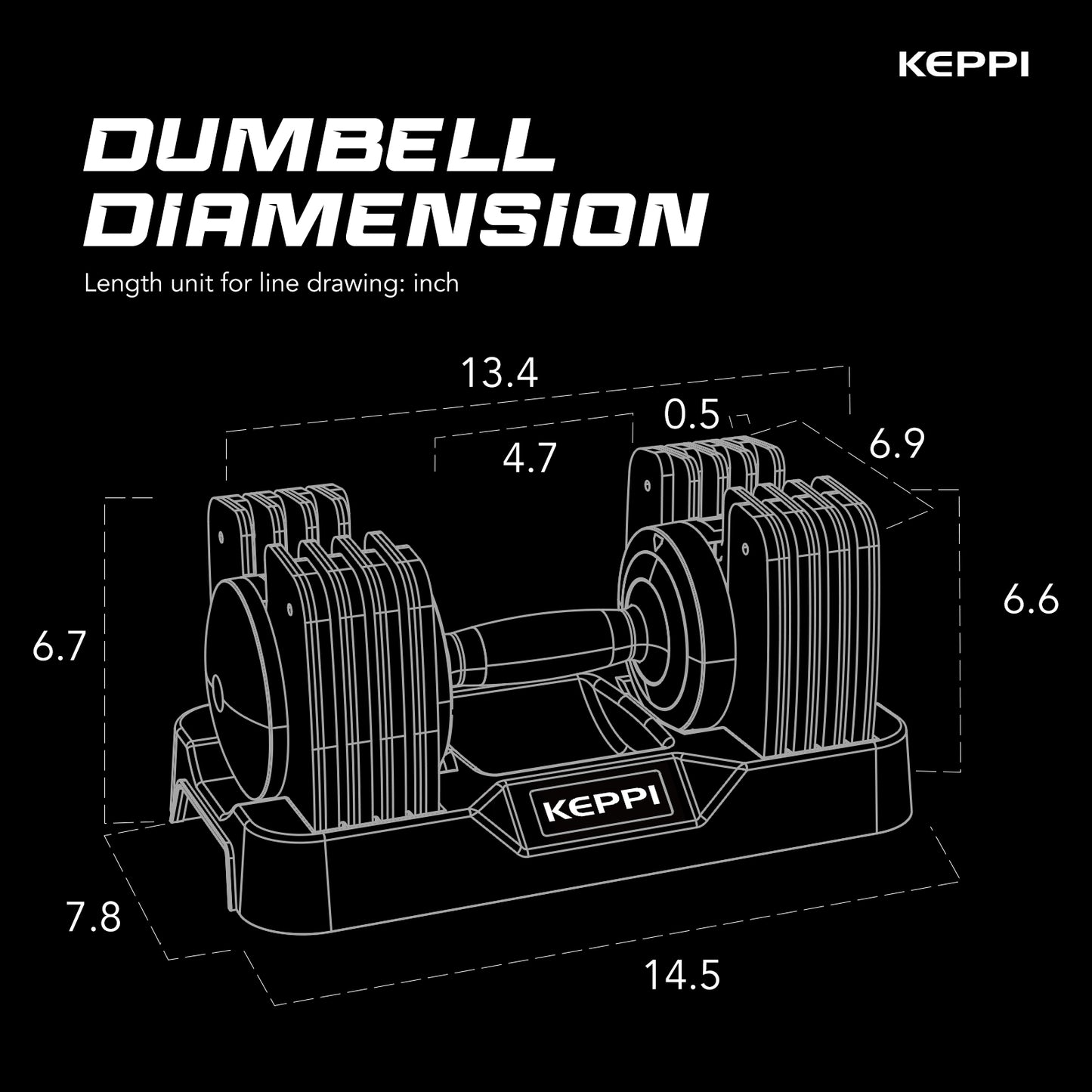 Keppi Adjustable 4-40LB Dumbbells Set DBA40 Pair