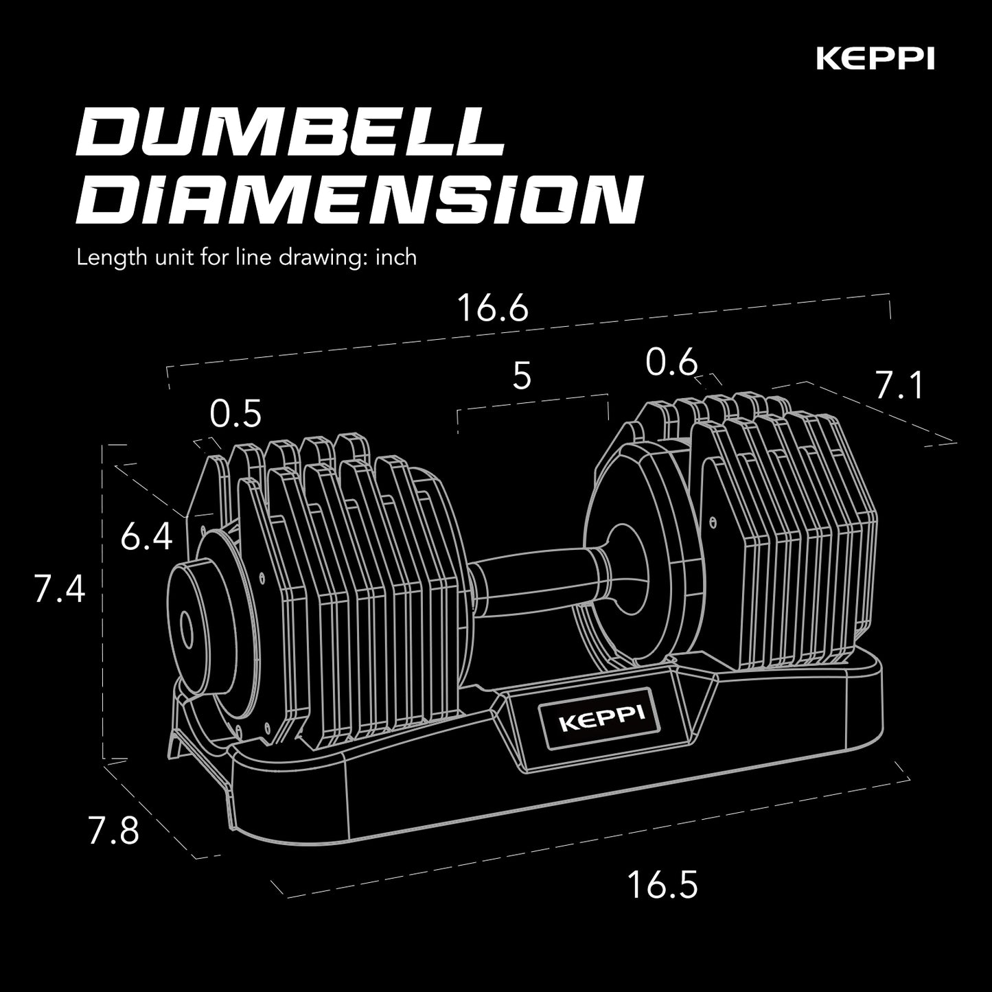 Keppi Adjustable 4.5-60LB Dumbbells Set DBA60 Pair