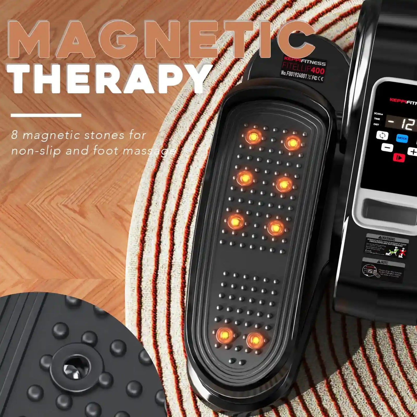 Keppi fitness elliptical under desk machine with magnetic therapy
