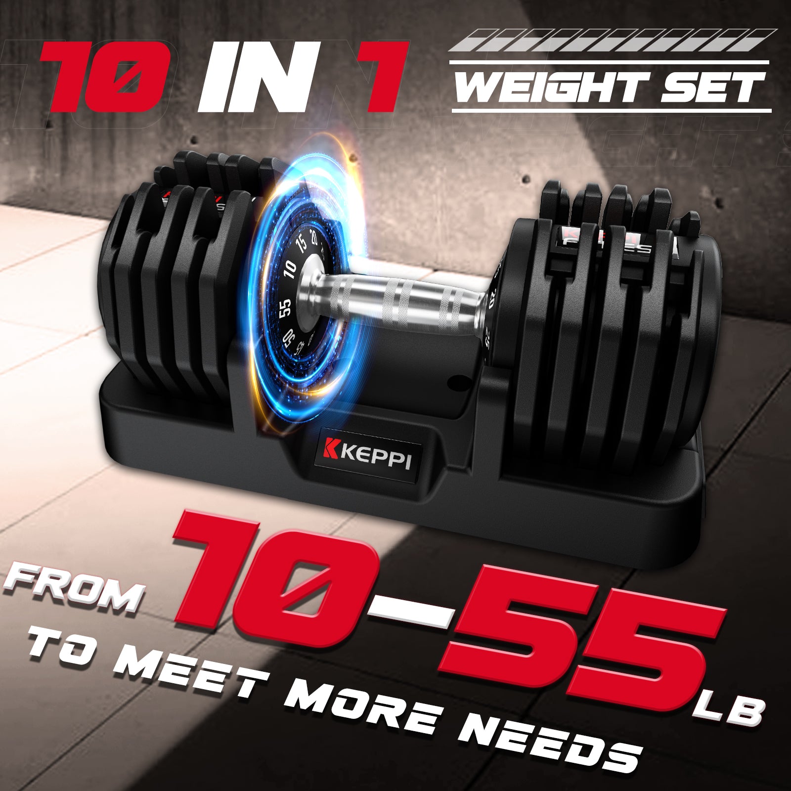 Keppi Adjustable Dumbbells Set - from 10 to 55LB