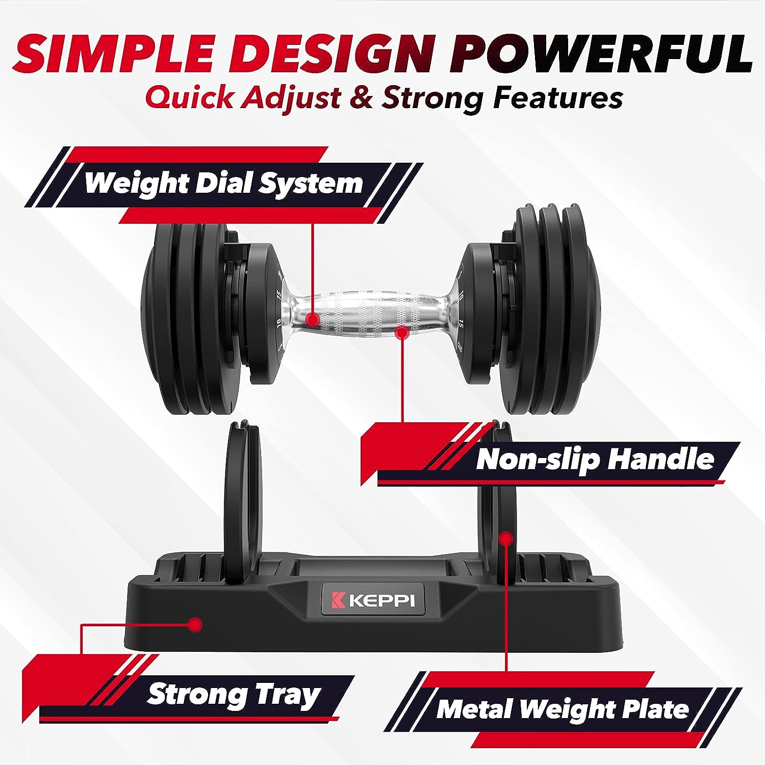 Keppi Adjustable 5-25LB Dumbbells Set DBA25 Single