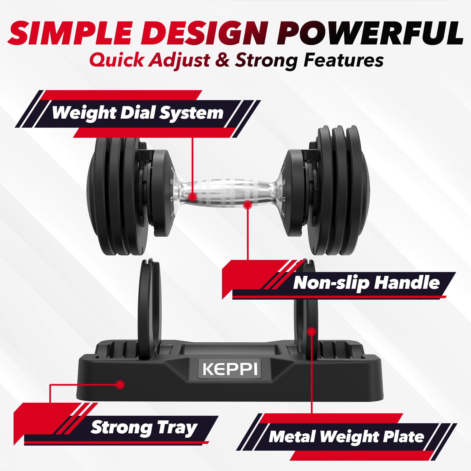 Strength Training Equipment - Adjustable 5-25LB Dumbbells Set