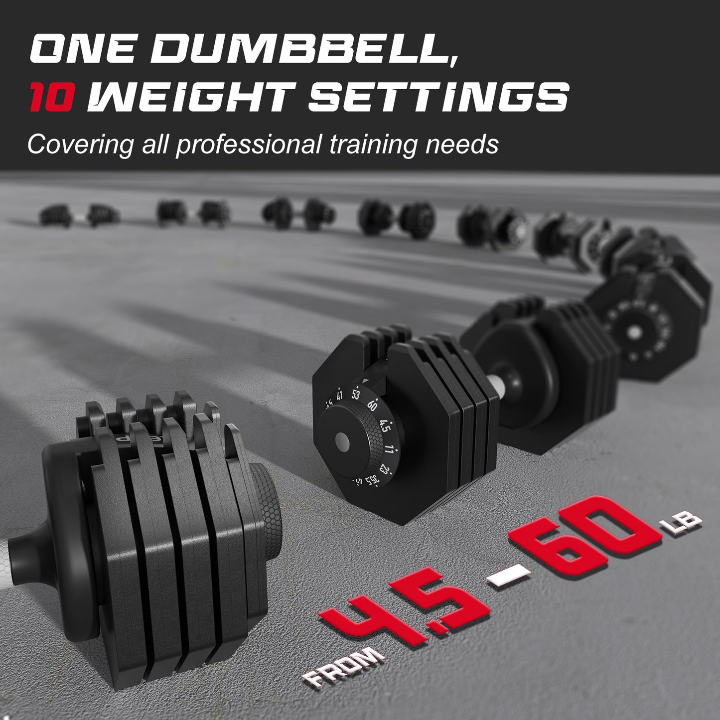 Keppi Adjustable 4.5-60LB Dumbbells Set DBA60 Pair