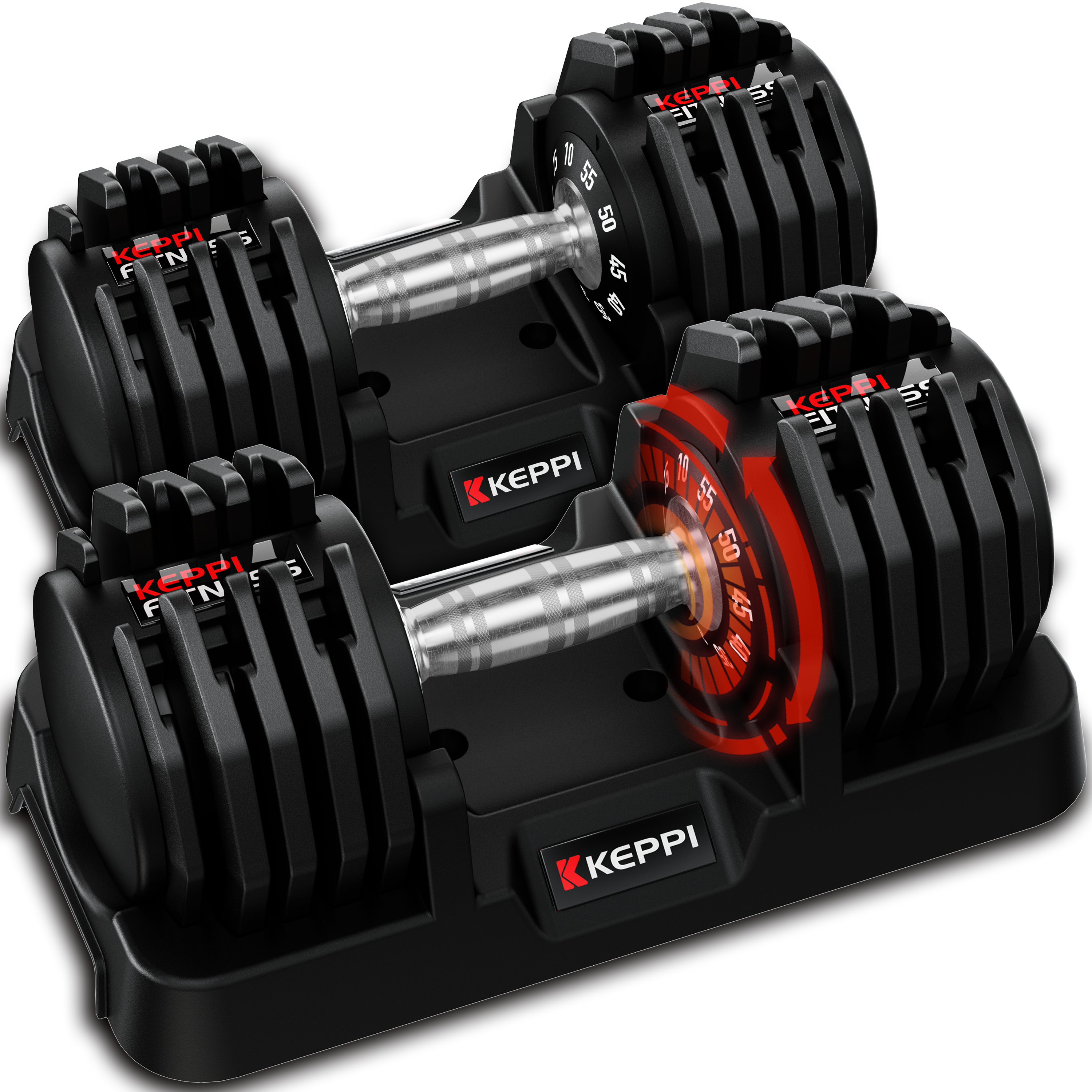 Keppi Adjustable 10 to 55LB Dumbbells Set  DBA55 Pair