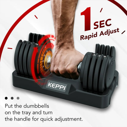 keppi 25lb adjustable dumbbells with rapid adjust