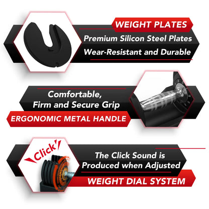 Keppi 25lb adjustable dumbbells with weight plates and dial system