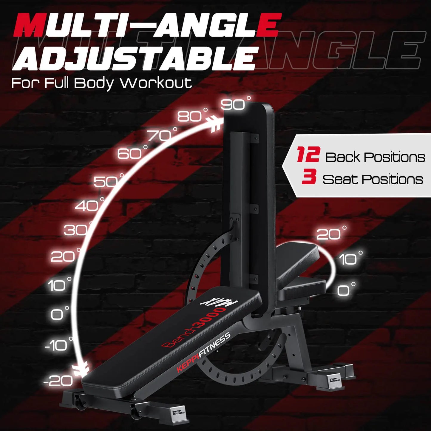Keppi 3000 max adjustable weight bench with multi angle adjustable