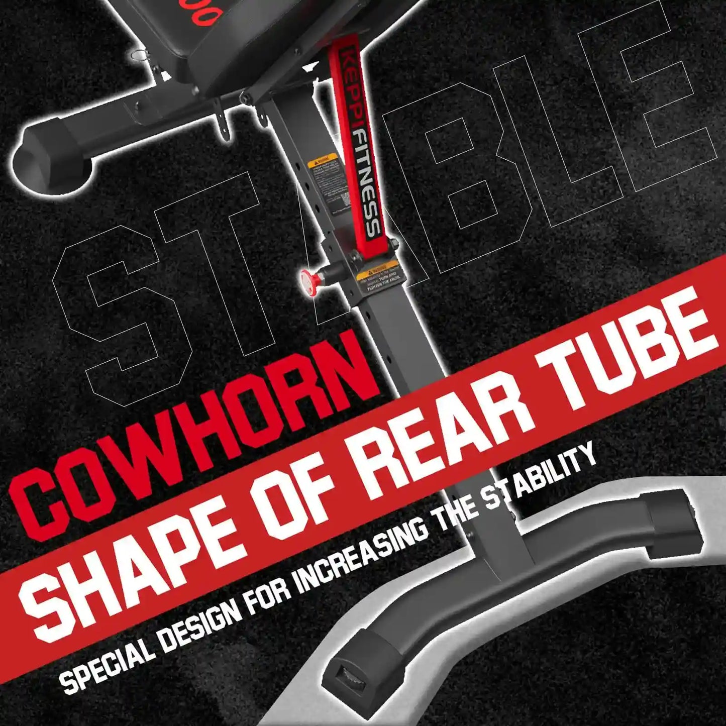 Keppi adjustable weight bench with cow horn shape of rear tube