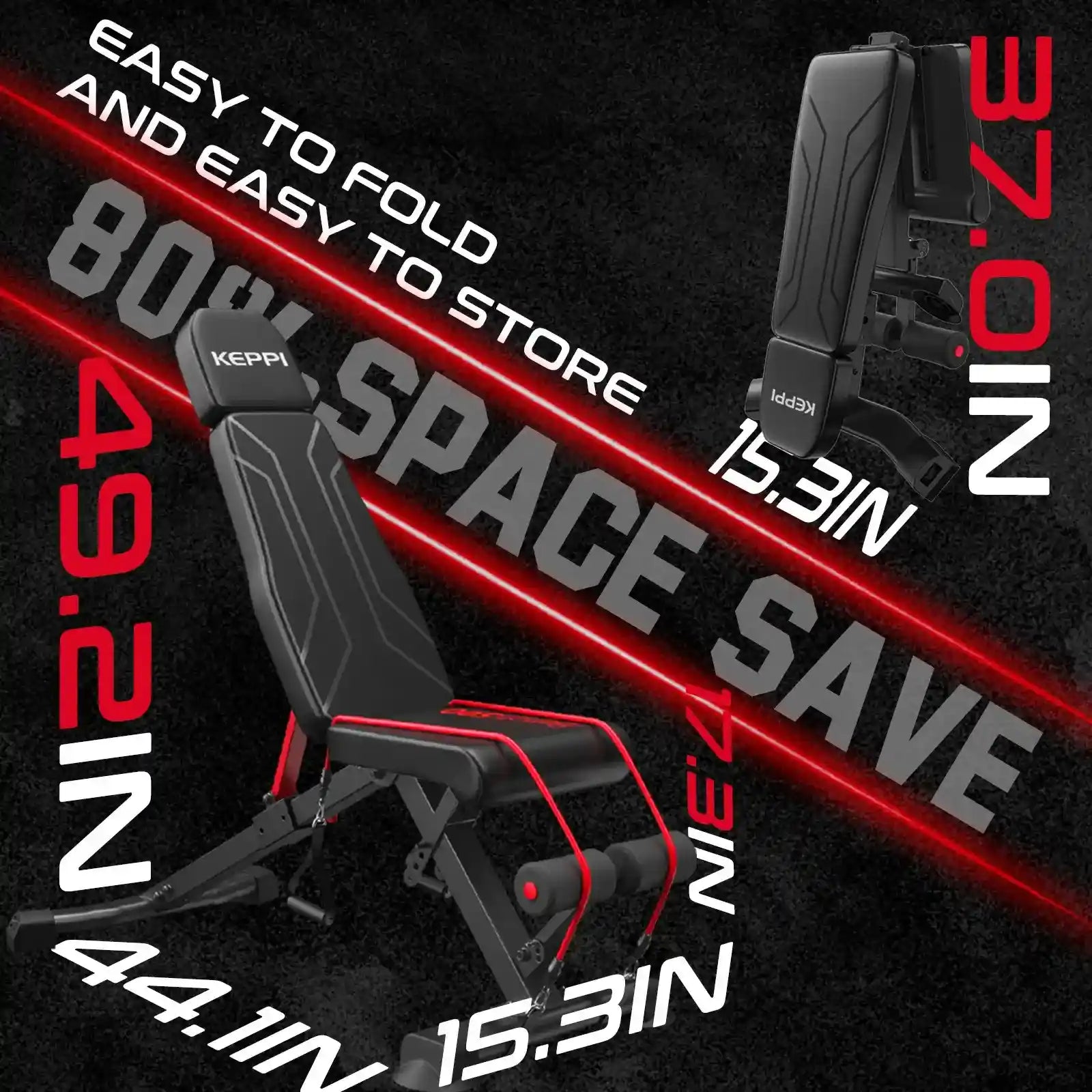 Keppi adjustable weight bench east to store