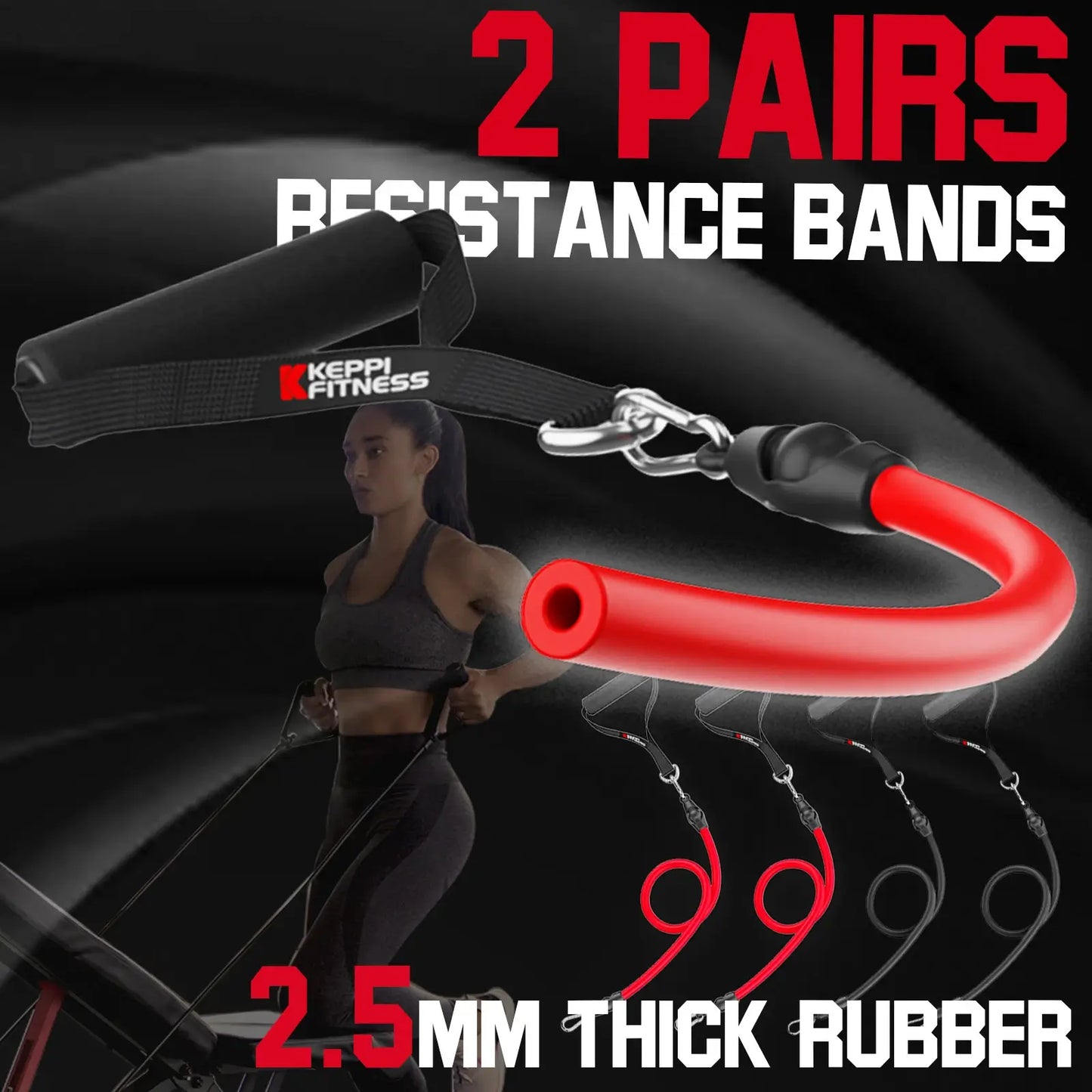 Keppi adjustable weight bench with 2 resistance bands