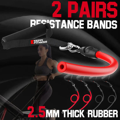 Keppi adjustable weight bench with 2 resistance bands