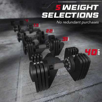 Keppi dba40 adjustable dumbbells with 5 weight selections