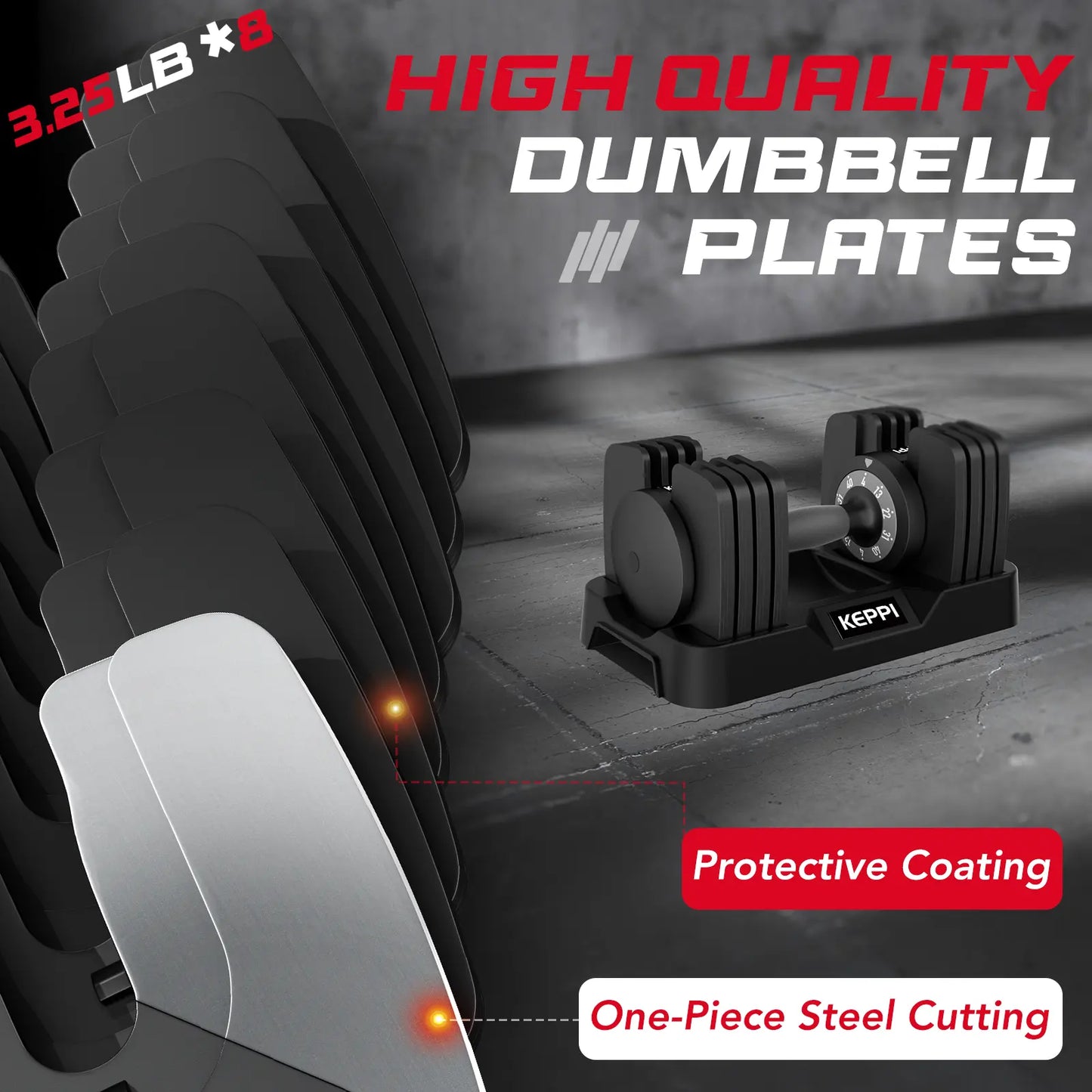 Keppi dba40 adjustable dumbbells with high quality dumbbell plates