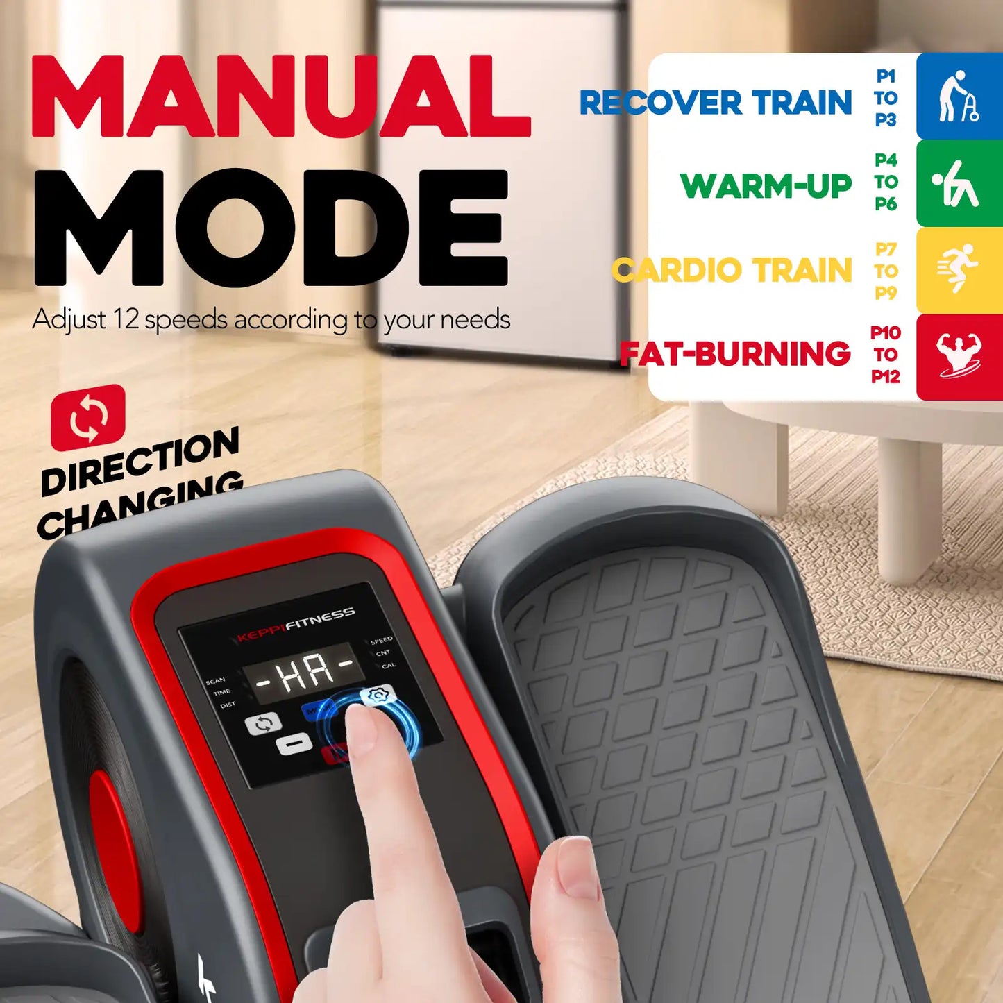 Keppi elliptical under desk machine with manual mode