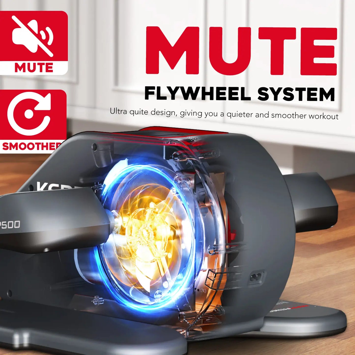 Keppi elliptical under desk machine with mute flywheel system
