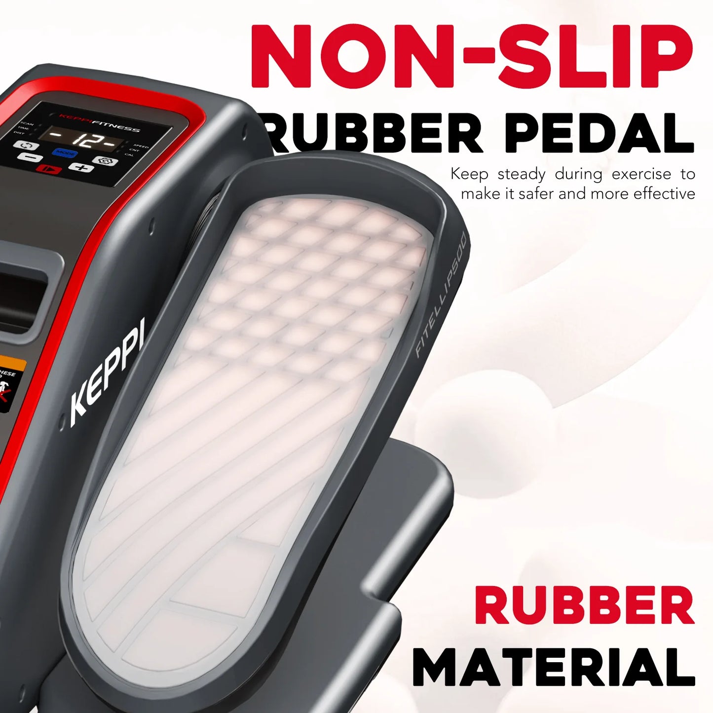Keppi elliptical under desk machine with non slip rubber pedal