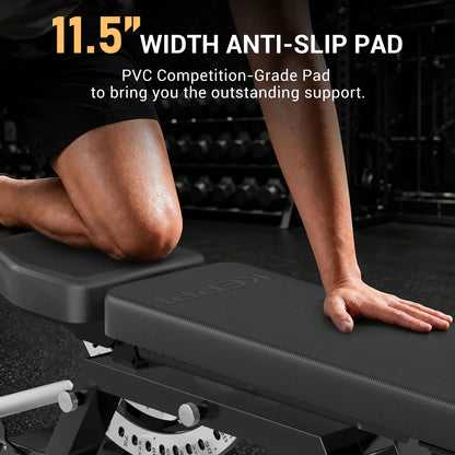 Keppi fitness adjustable bench 6000 with 11.5'' width anti-slip pad