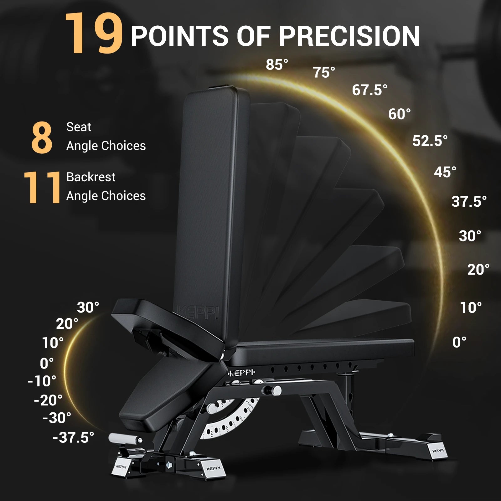 Keppi fitness adjustable bench 6000 with 19 points of precision