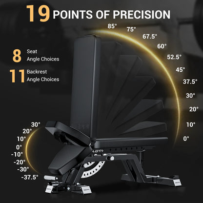 Keppi fitness adjustable bench 6000 with 19 points of precision