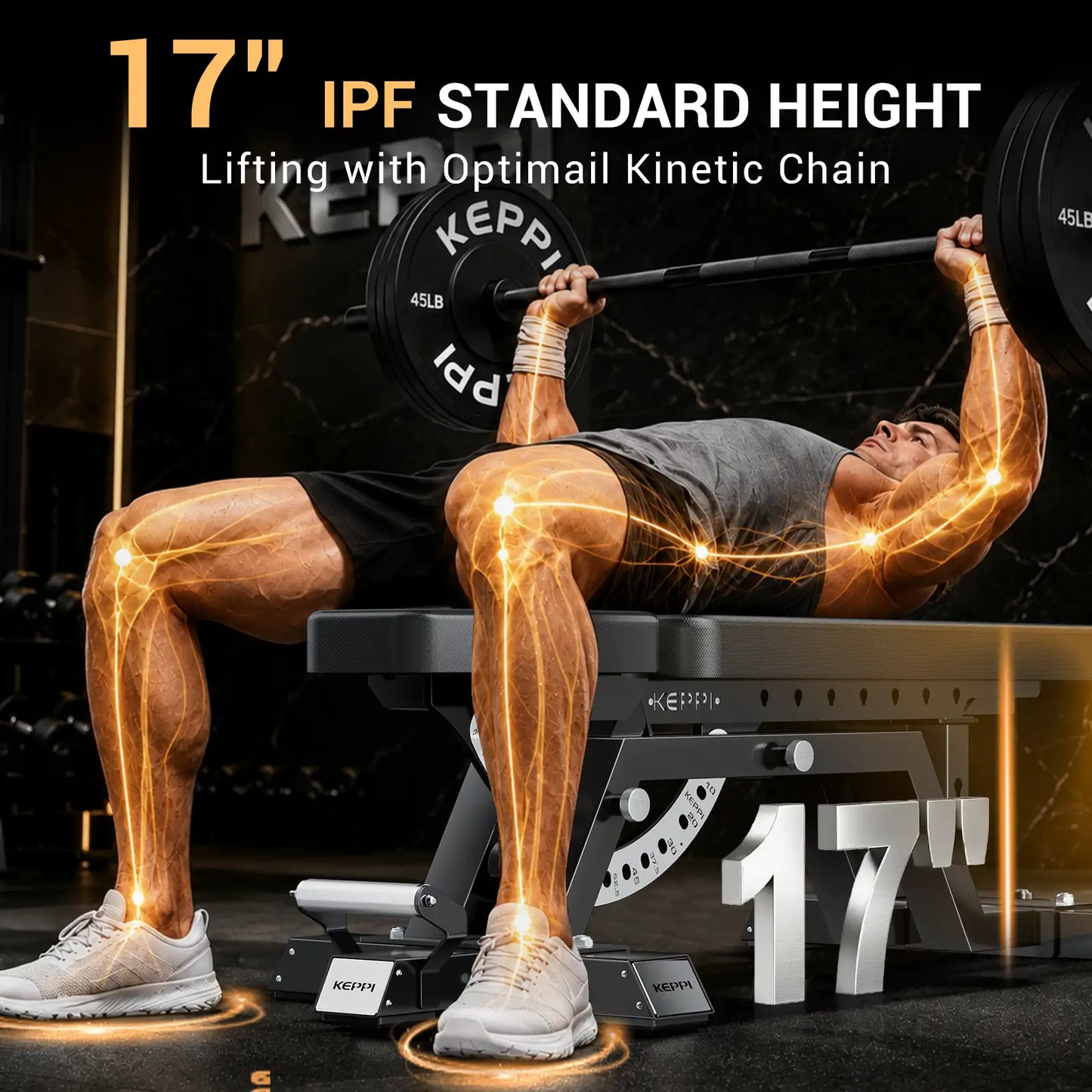 Keppi fitness adjustable weight bench 6000 with 17 ipf standard height