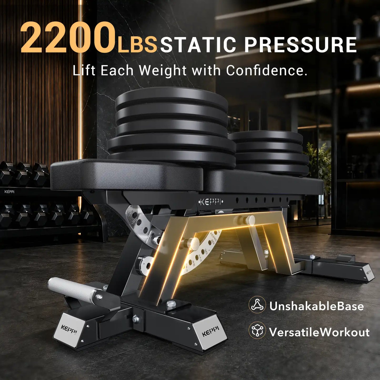 Keppi fitness adjustable weight bench 6000 with 2200 lbs static pressure