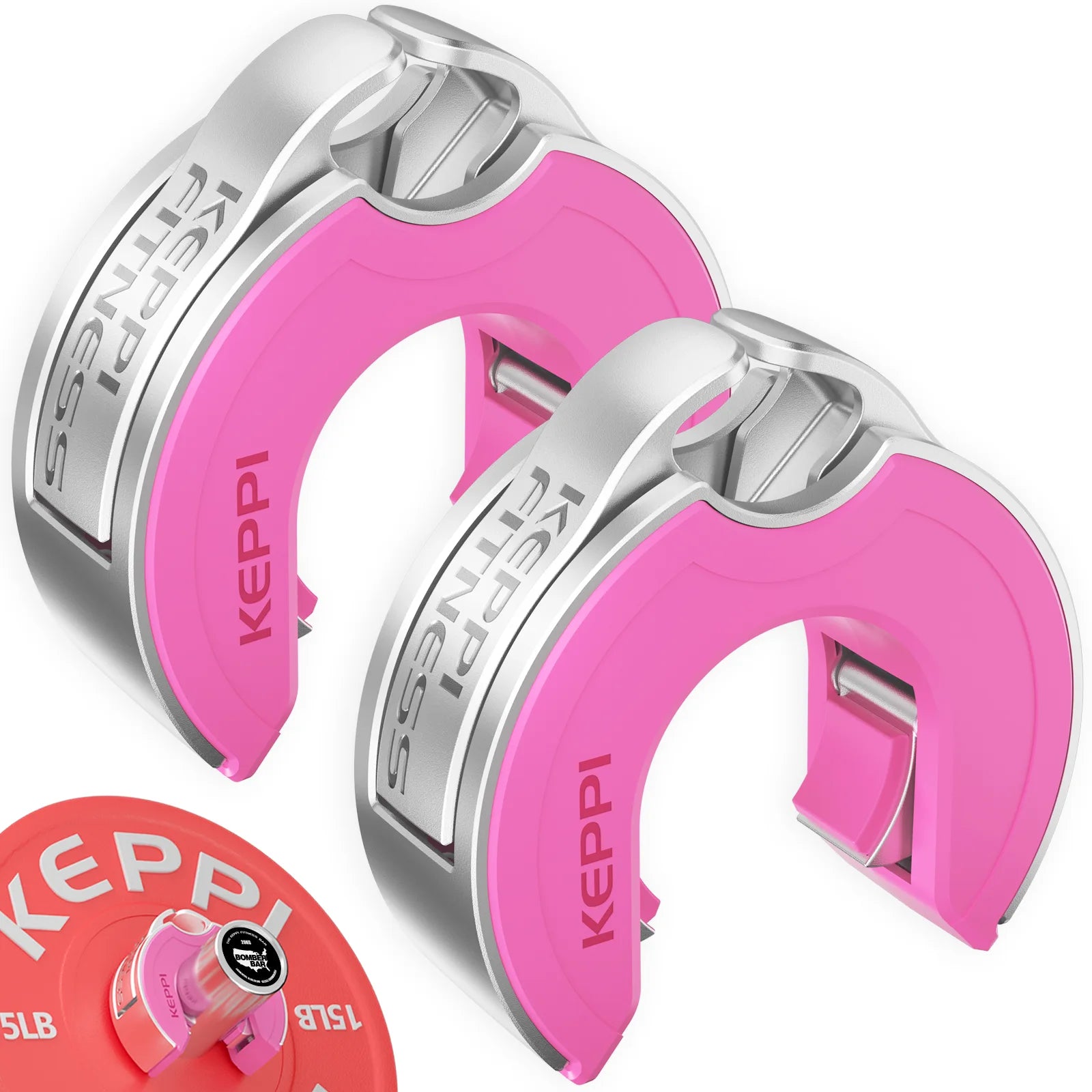 Keppi fitness pink barbell weight clips for strength training