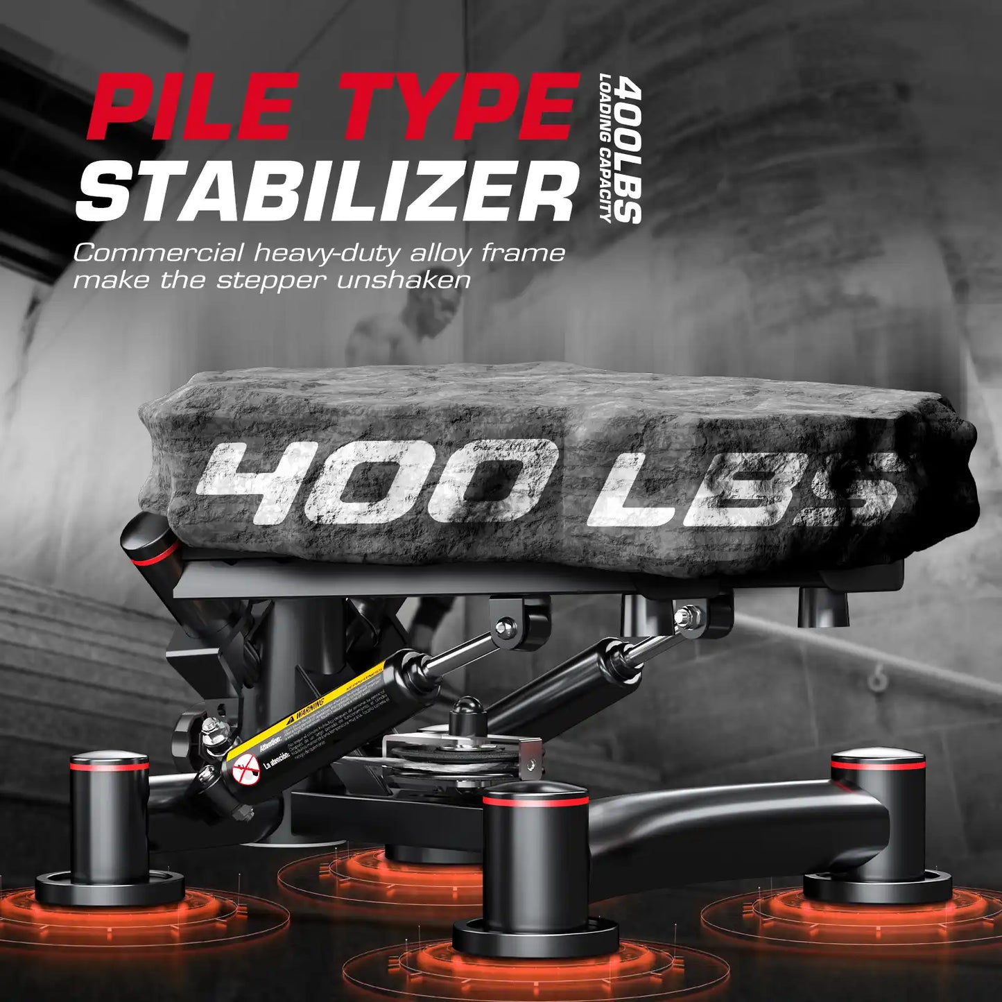 Keppi fitness stair stepper with pile-type stabilizer