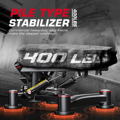 Keppi fitness stair stepper with pile-type stabilizer
