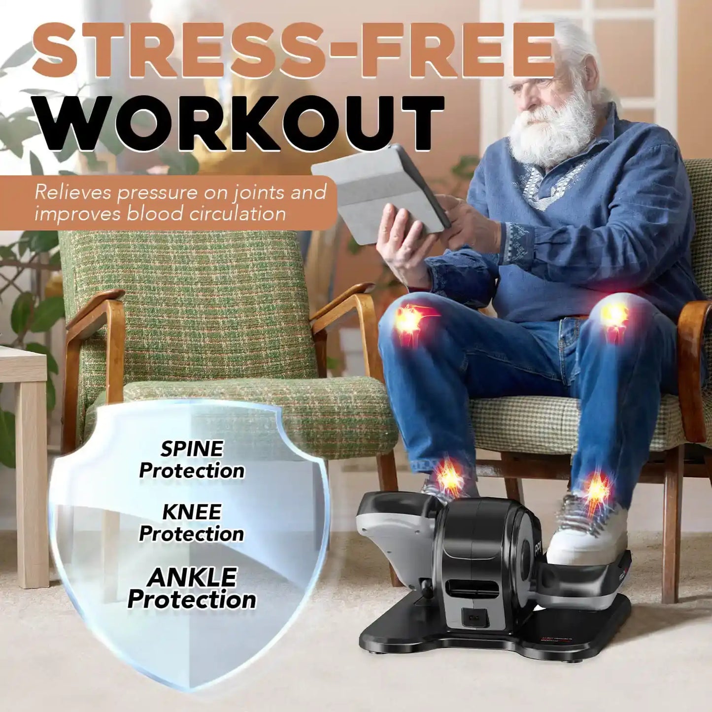 Keppi fitness under desk elliptical machine with stress free workout