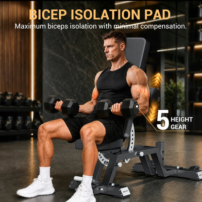 Keppi fitness weight bench 6000 with bicep isolation pad