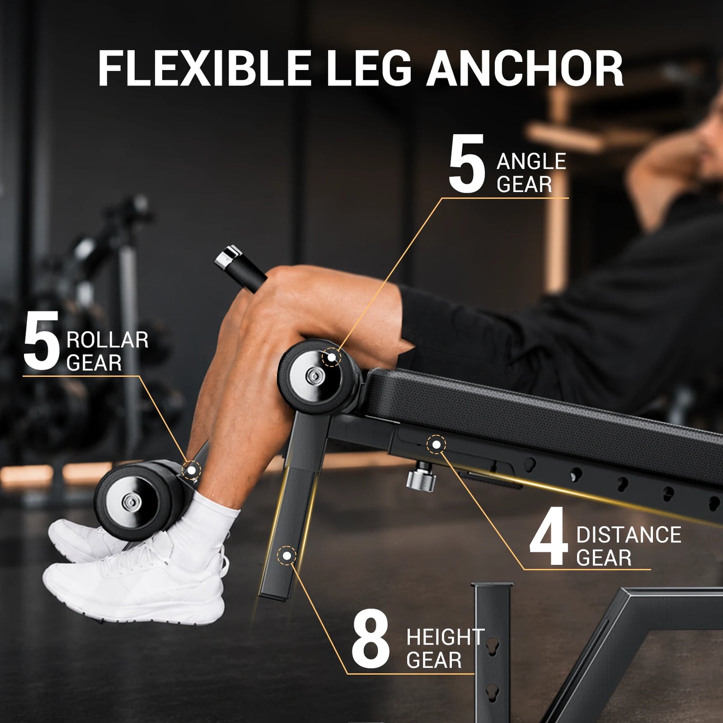 Keppi fitness weight bench 6000 with flexible leg anchor