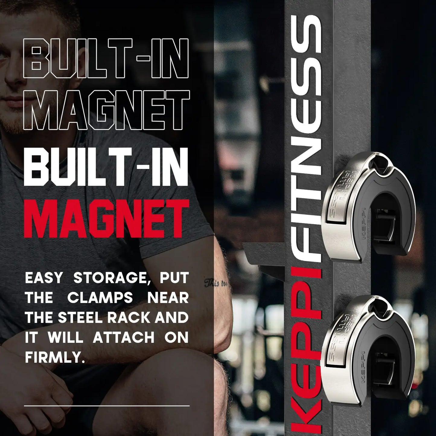 Keppi fitness weight clips for barbell with built in magnet