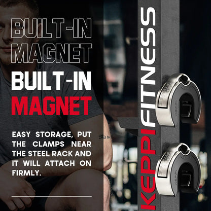 Keppi fitness weight clips for barbell with built in magnet