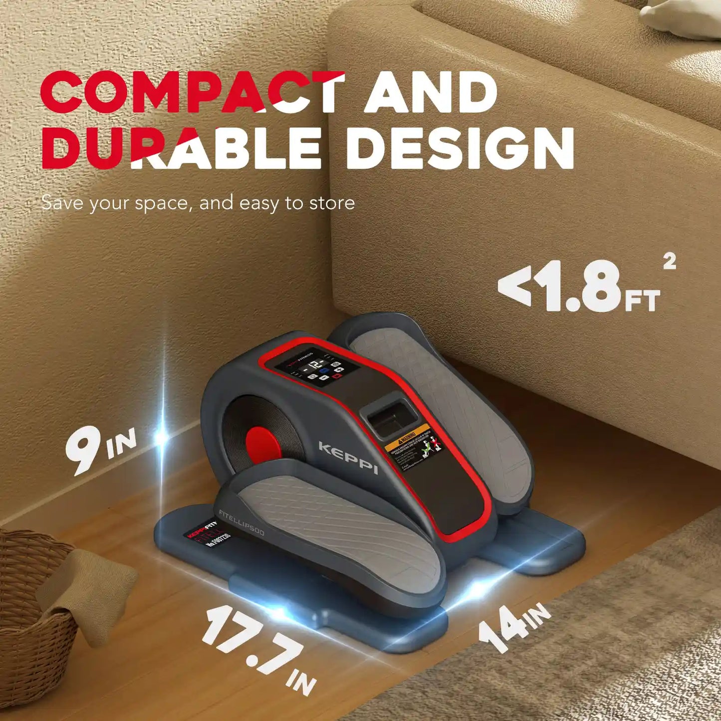 Keppi under desk elliptical machine with compact and durable design