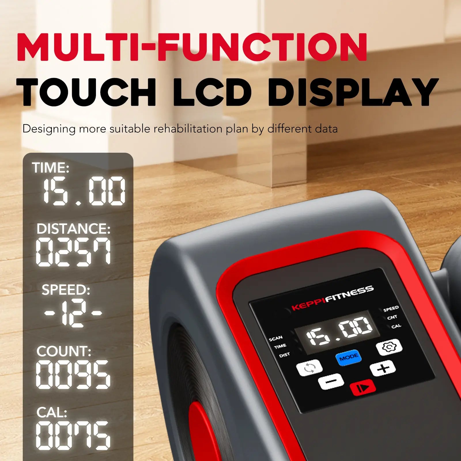 Keppi under desk elliptical machine with multi function touch lcd display