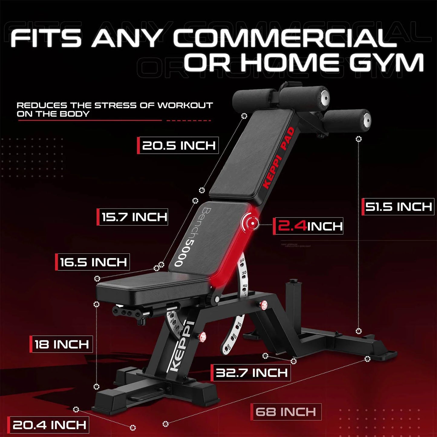 Keppi weight bench 5000 fits any commercial or home gym