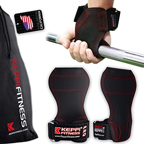 Keppi weight lifting grips with red line